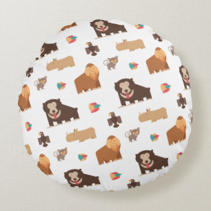 Coussins Ronds Motif de jolis animaux sauvages