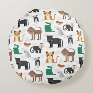 Coussins Ronds Motif de jolis animaux sauvages