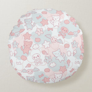 Coussins Ronds motif de kawaii avec le griffonnage