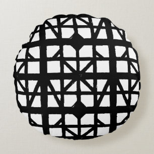 Coussins Ronds Motif de la Maison à colombage noir et blanc allem