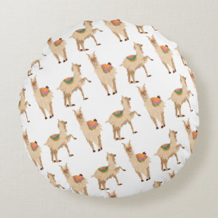 Coussins Ronds Motif de lama alpaga mignon