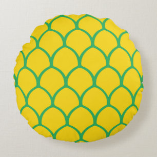 Coussins Ronds Motif de l'ananas tropical en vert et jaune