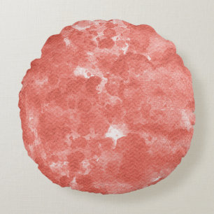 Coussins Ronds Motif de lavis à l'aquarelle rose corail chaud