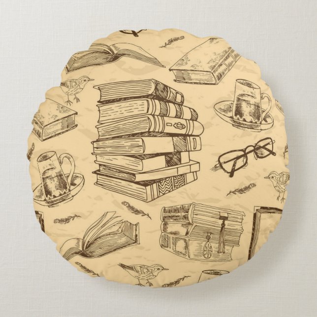 Coussins Ronds Motif de livre (Devant)