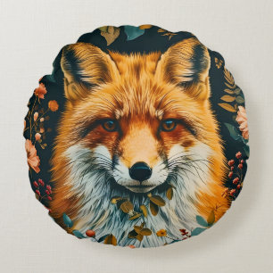 Coussins Ronds Motif de loup jardin floral de forêt vintage