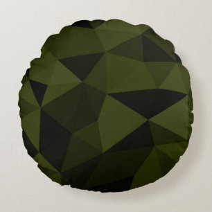 Coussins Ronds Motif de maille géométrique noir vert foncé de l'a