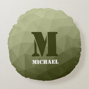 Coussins Ronds Motif de maille géométrique vert clair de l'armée