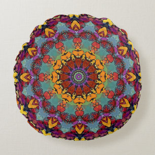 Coussins Ronds Motif de mandala de kaléidoscope fractal-64351