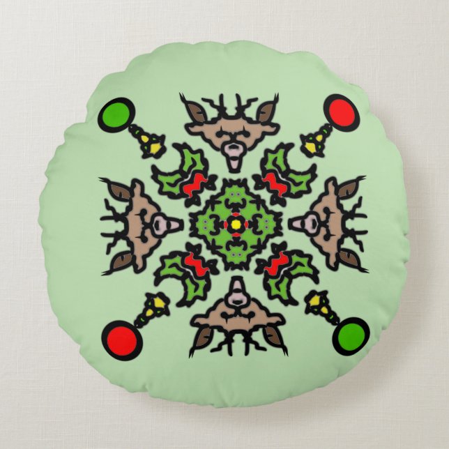 Coussins Ronds Motif de mandala de Noël (Devant)
