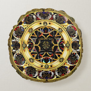 Coussins Ronds Motif de mandala vibrant pour décoration de médita