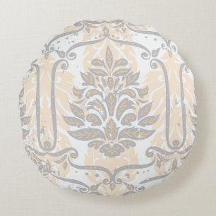 Coussins Ronds Motif de médaillon floral en damas doux