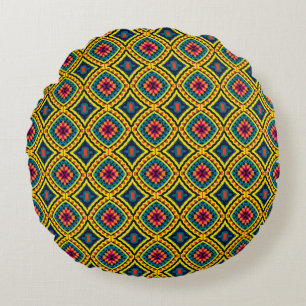 Coussins Ronds Motif de mosaïque géométrique vibrant