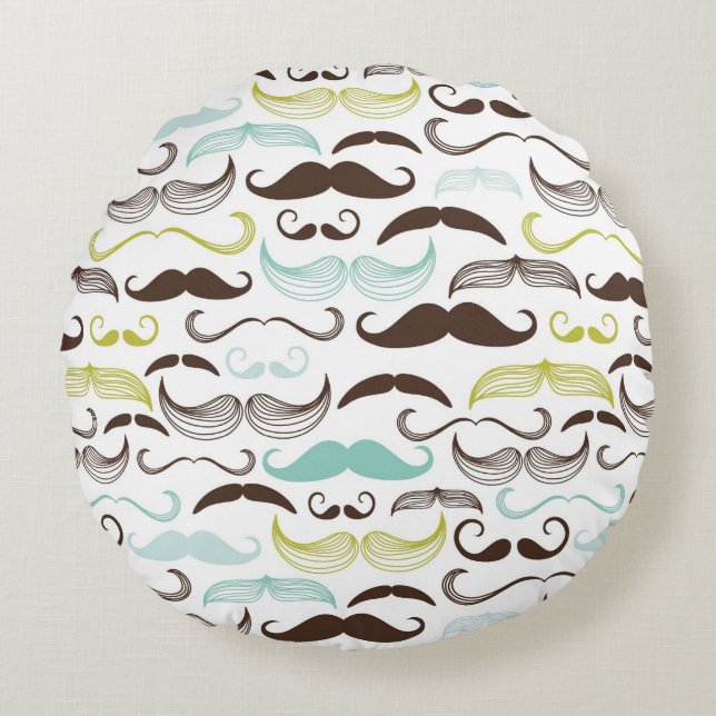 Coussins Ronds Motif de moustache, rétro style 2 (Devant)