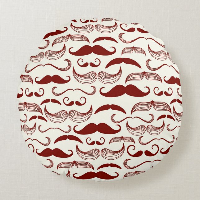Coussins Ronds Motif de moustache, rétro style 3 (Devant)