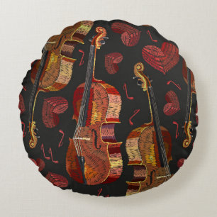 Coussins Ronds Motif de musique violon Red Heart