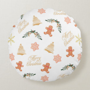 Coussins Ronds motif de noël avec biscuits d'arbre de noël