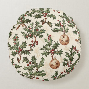 Coussins Ronds Motif de Noël floral Poinsettia (6)