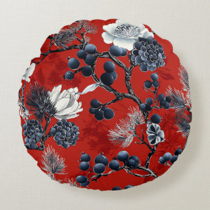 Coussins Ronds Motif de Noël floral Poinsettia (7)