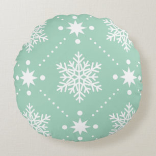 Coussins Ronds Motif de Noël Mint Green White
