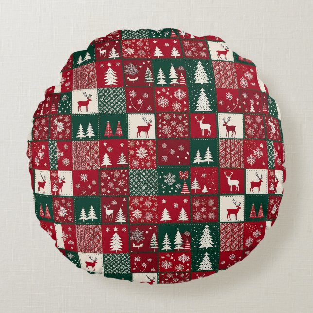 Coussins Ronds Motif de Noël vibrant (Devant)