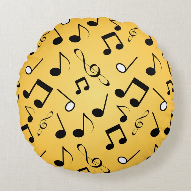 Coussins Ronds Motif de notes musicales (Devant)