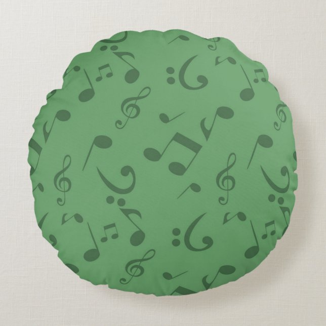Coussins Ronds Motif de notes musicales (Devant)