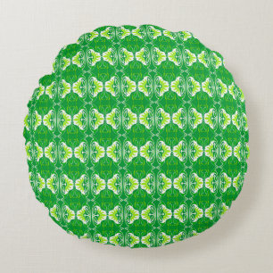 Coussins Ronds Motif de papier peint Art déco - vert et blanc