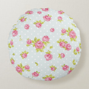 Coussins Ronds Motif de papier peint d'élégance des roses roses 4