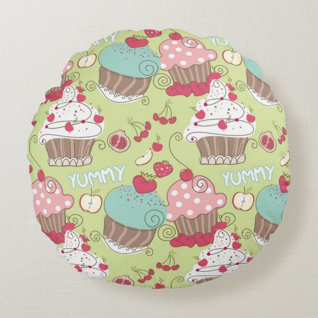 Coussins Ronds Motif de petit gâteau (Devant)