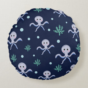 Coussins Ronds Motif de Pieuvre Mignonne