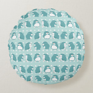 Coussins Ronds Motif de pingouin bleu