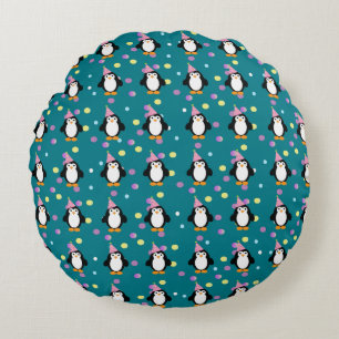 Coussins Ronds Motif de pingouin de la fête