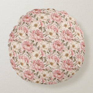 Coussins Ronds Motif de pivoines fleuries vintage