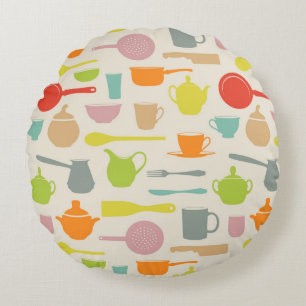 Coussins Ronds Motif de plats