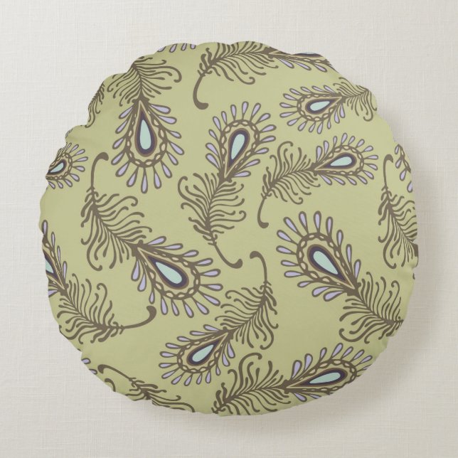 Coussins Ronds Motif de plume (Devant)