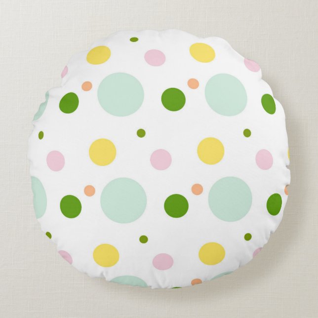 Coussins Ronds Motif de points colorés ludiques (Devant)