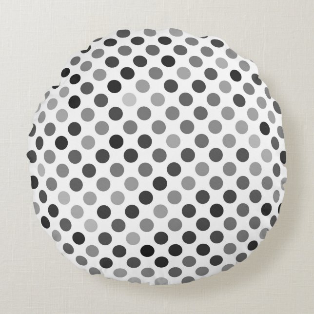 Coussins Ronds Motif de points Polka monochrome (points noirs et  (Devant)