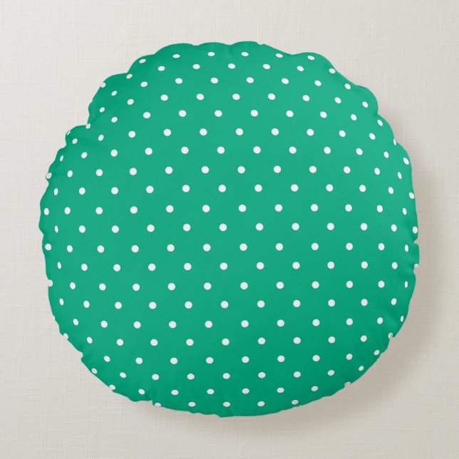 Coussins Ronds Motif de points teintés sarcelle uni sans couture (Devant)