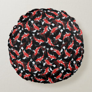 Coussins Ronds Motif de poisson Red Koi
