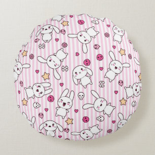 Coussins Ronds motif de rayures de kawaii