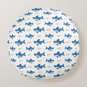 Coussins Ronds Motif de requin bleu mignon