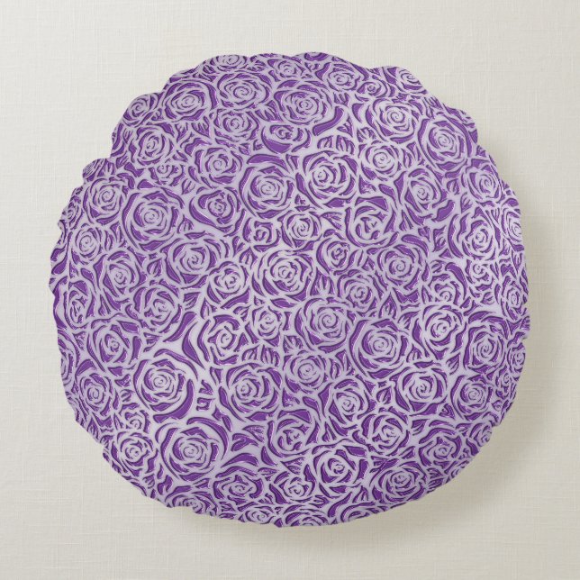 Coussins Ronds Motif de rose violette douce (Devant)