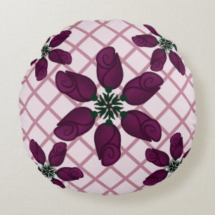 Coussins Ronds Motif de rose violette foncée — Floral élégant de