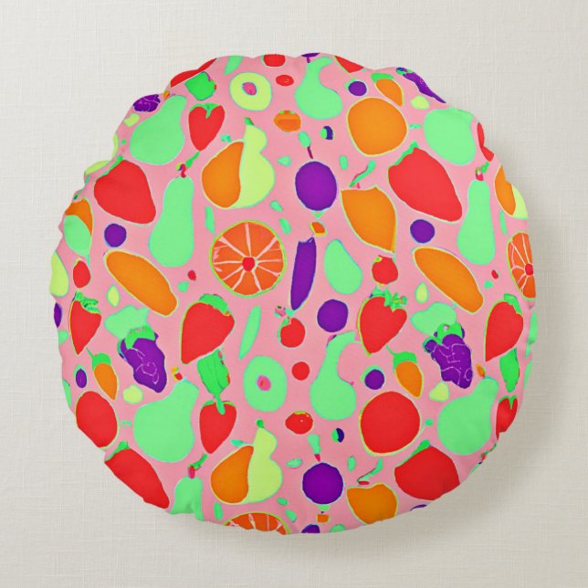 Coussins Ronds Motif de spectre coloré fruité (Devant)