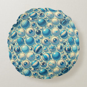 Coussins Ronds Motif de sphère géométrique bleue Décoration moder