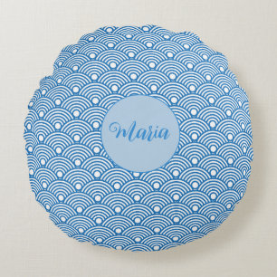 Coussins Ronds Motif de St Jacques Aqua Motif décoratif bleu