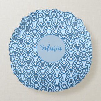 Coussins Ronds Motif de St Jacques Aqua Motif décoratif bleu