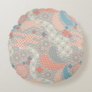 Coussins Ronds Motif de style japonais. Illustration