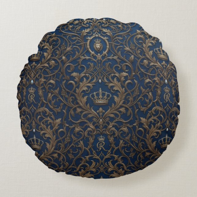 Coussins Ronds motif de style royal (Devant)