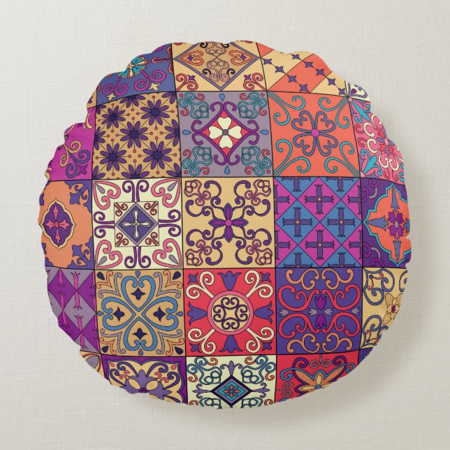 Coussins Ronds Motif de style Talavera (Devant)